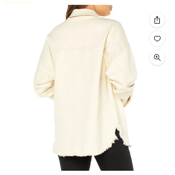 NWT Women's Celebrity Pink Denim Cream Button-up Shacket Jacket  Small Rodeo - Picture 2 of 14